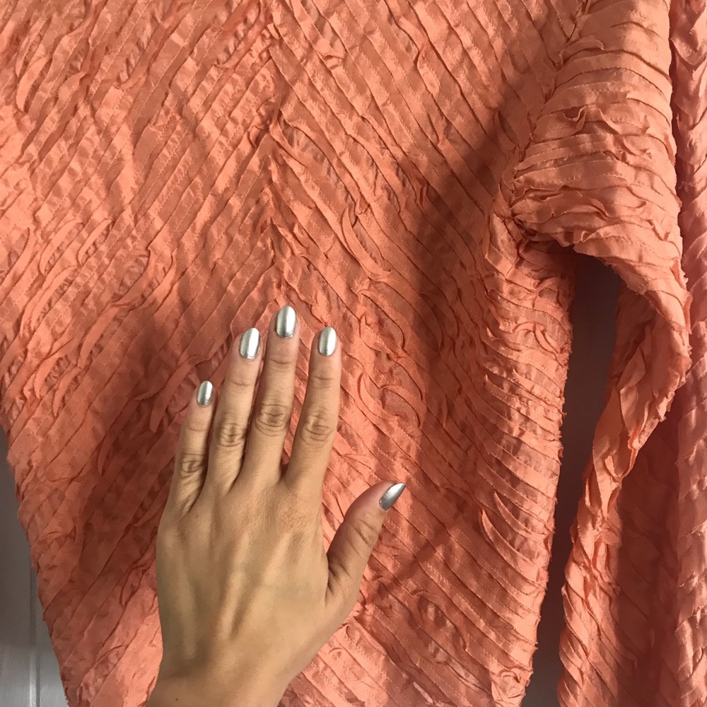 Casual Studio Peach Silk Ruffle Cardigan - Picture 2 of 8